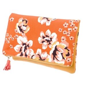 Rachel Pally leather trimmed floral clutch